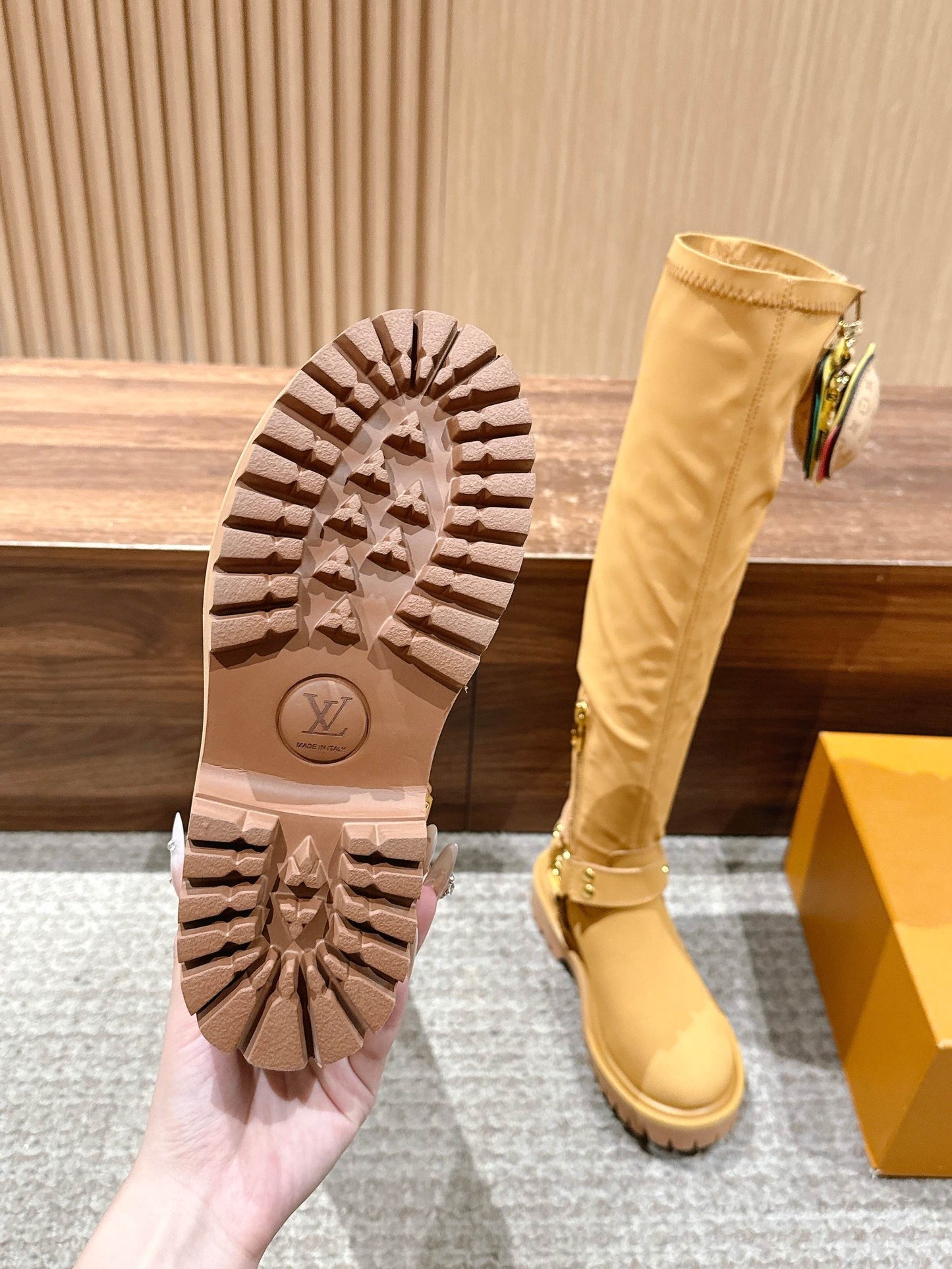 LV * Timberland Knee-High Boots‌ Matte Yellow