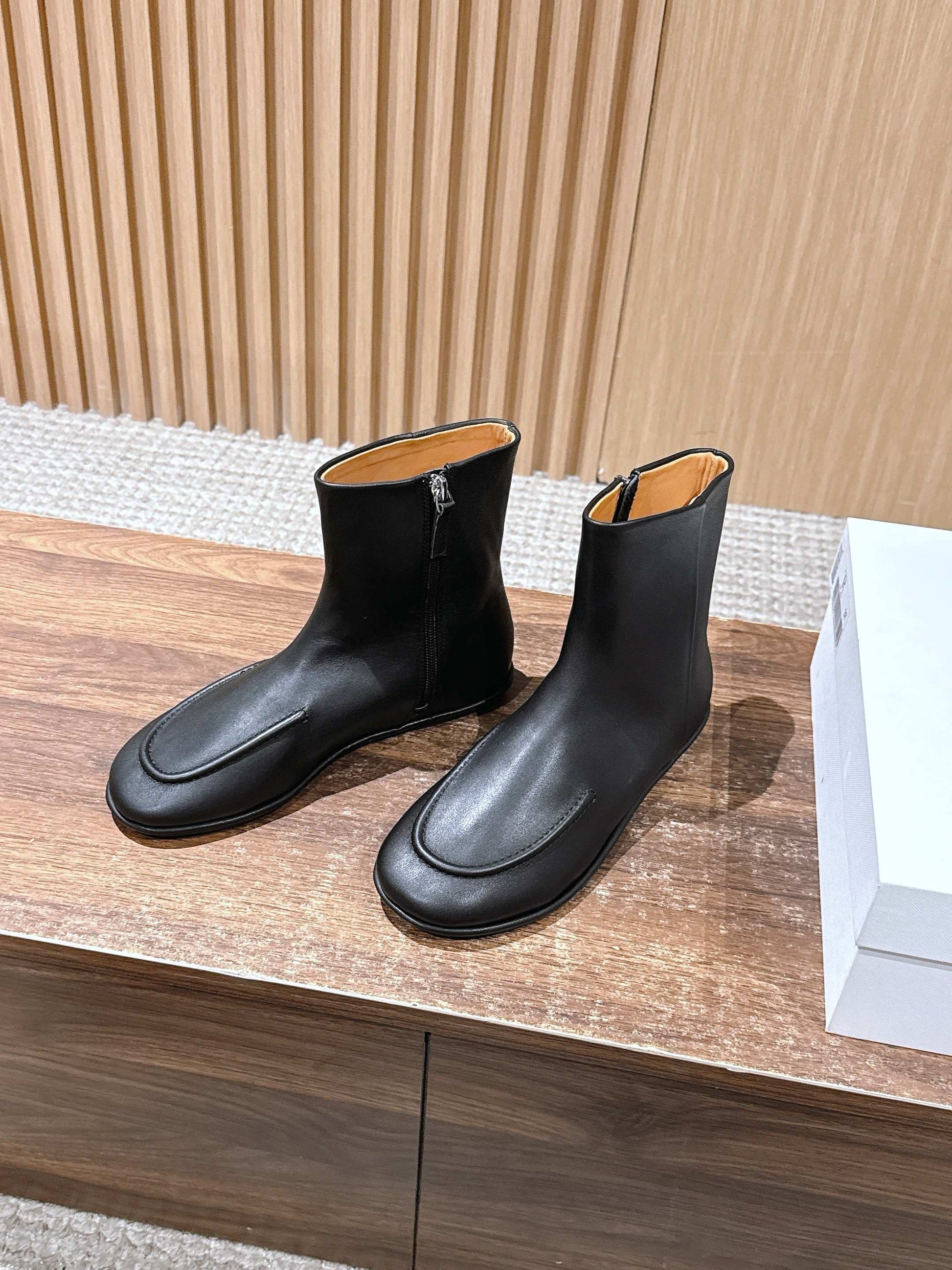 The Row Mid Calf Boots, Black