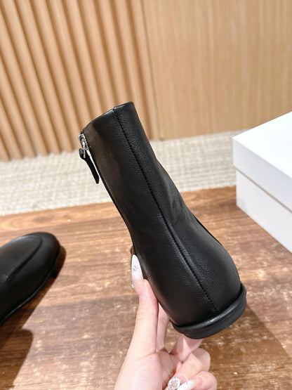 The Row Mid Calf Boots, Black