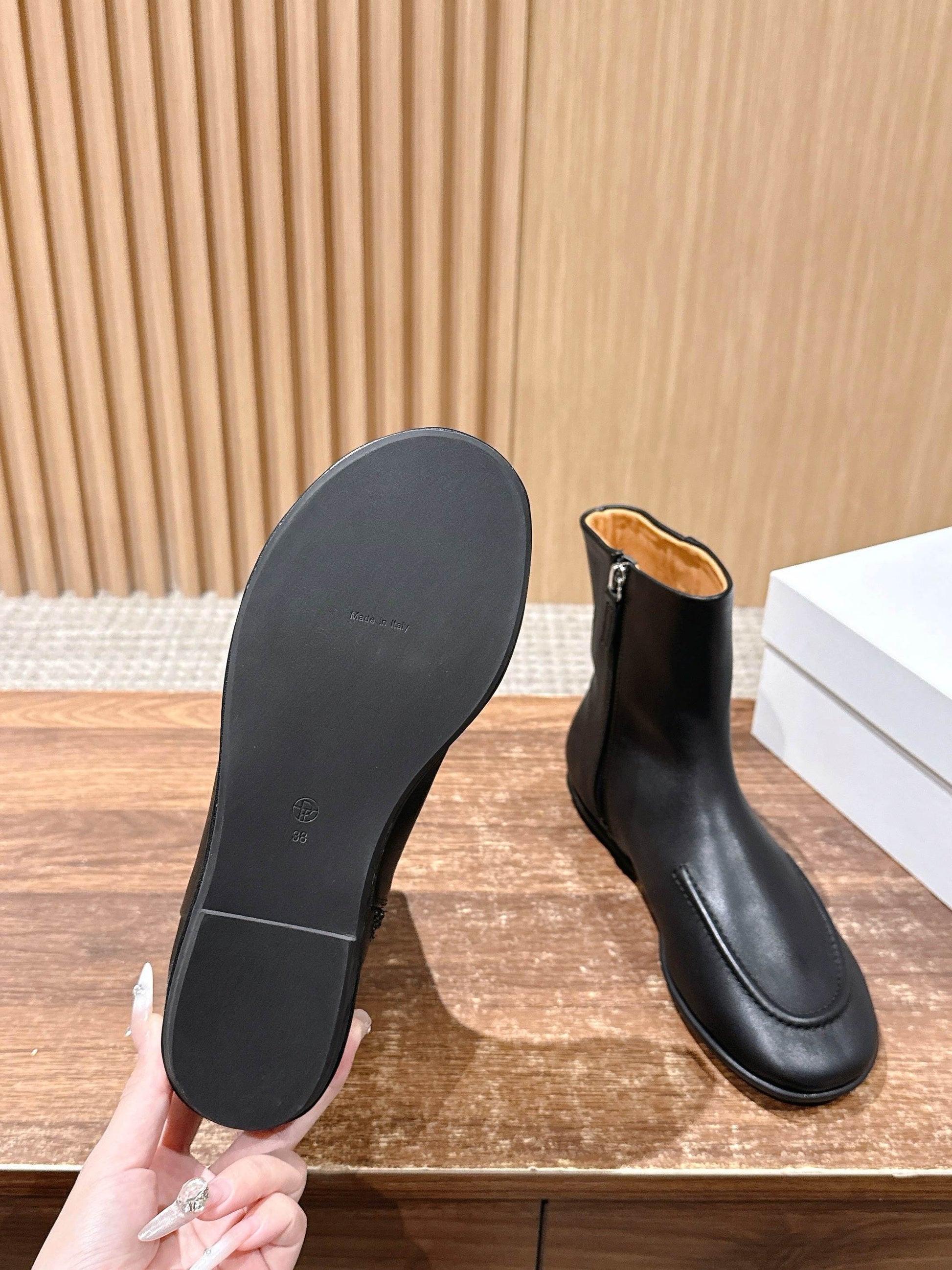 The Row Mid Calf Boots, Black