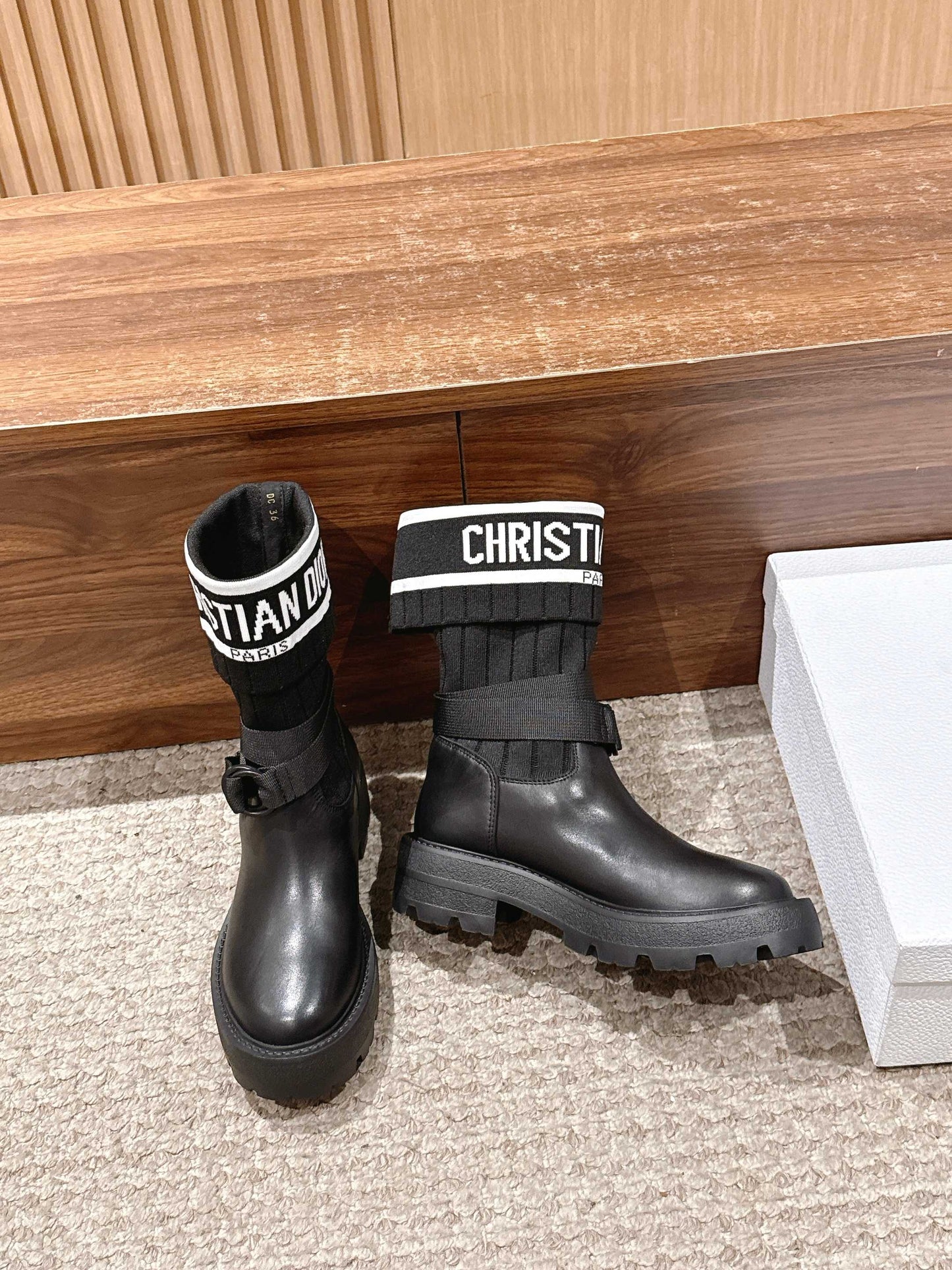 Dior Stretch Mid-Calf Boots, Black