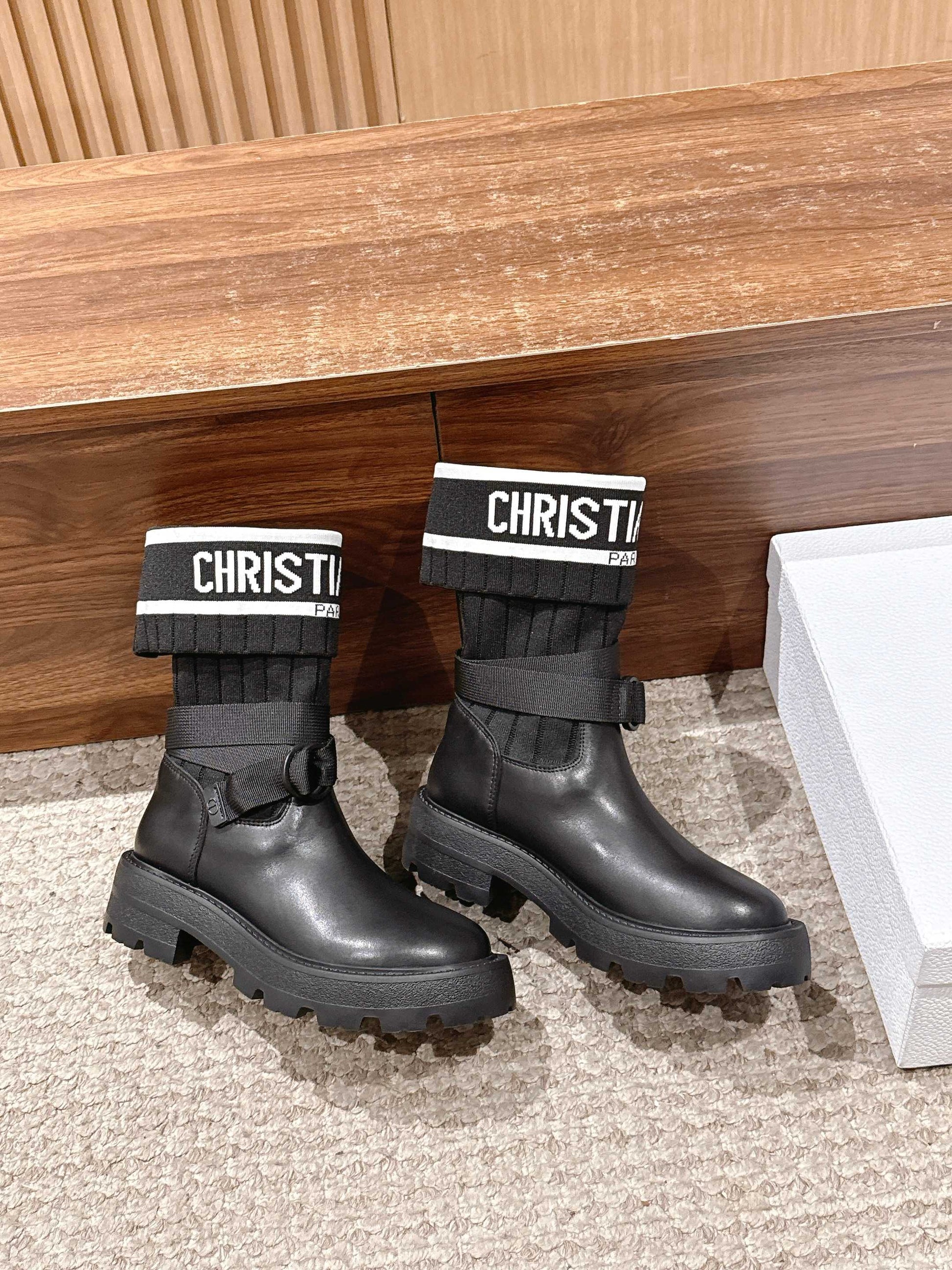 Dior Stretch Mid-Calf Boots, Black