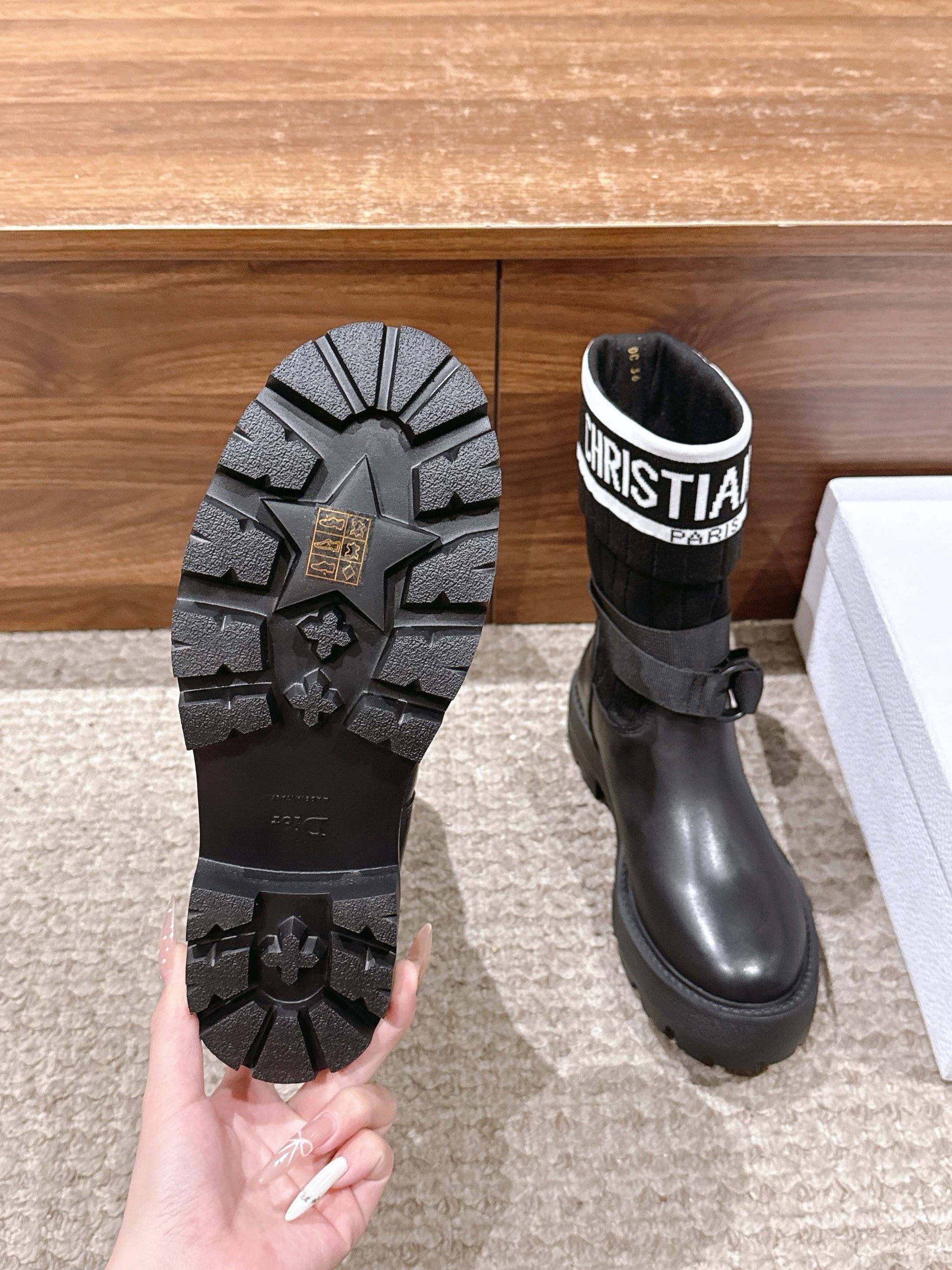 Dior Stretch Mid-Calf Boots, Black