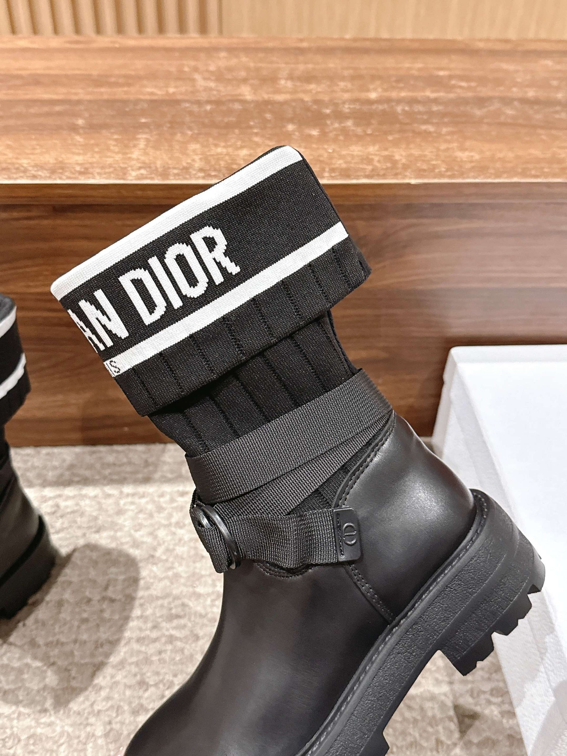 Dior Stretch Mid-Calf Boots, Black
