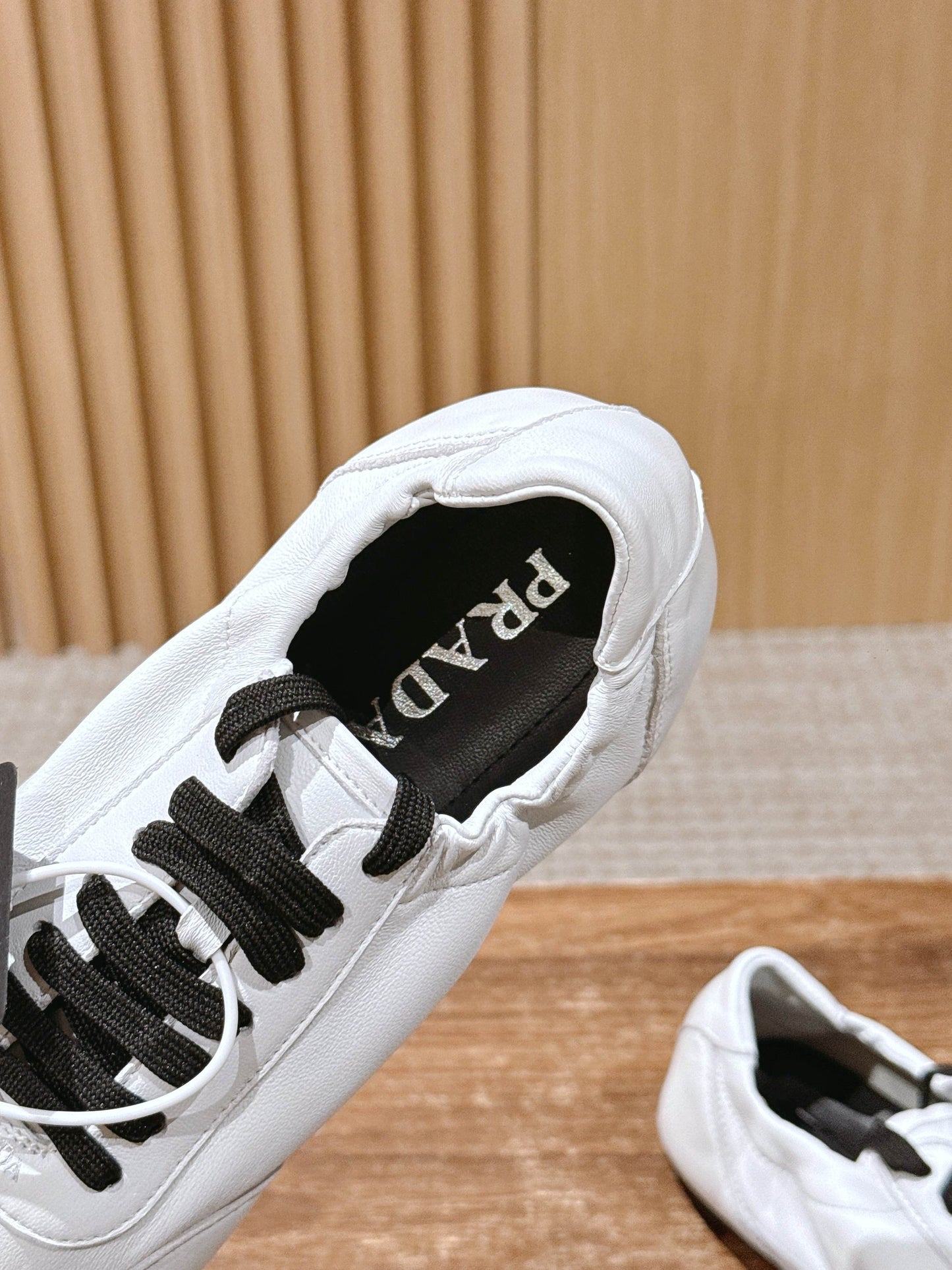 PRADA Leather Thin-Sole Casual Sneakers, White