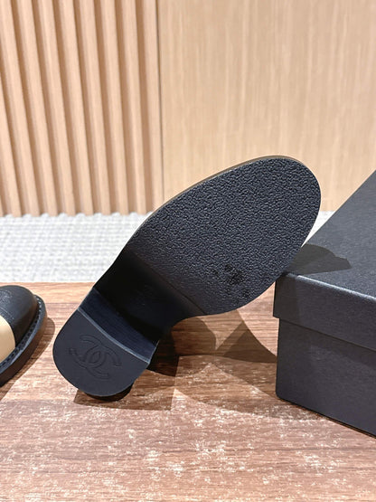 Chanel New Panelled-Chain Block-Heel Ankle Boots, Beige