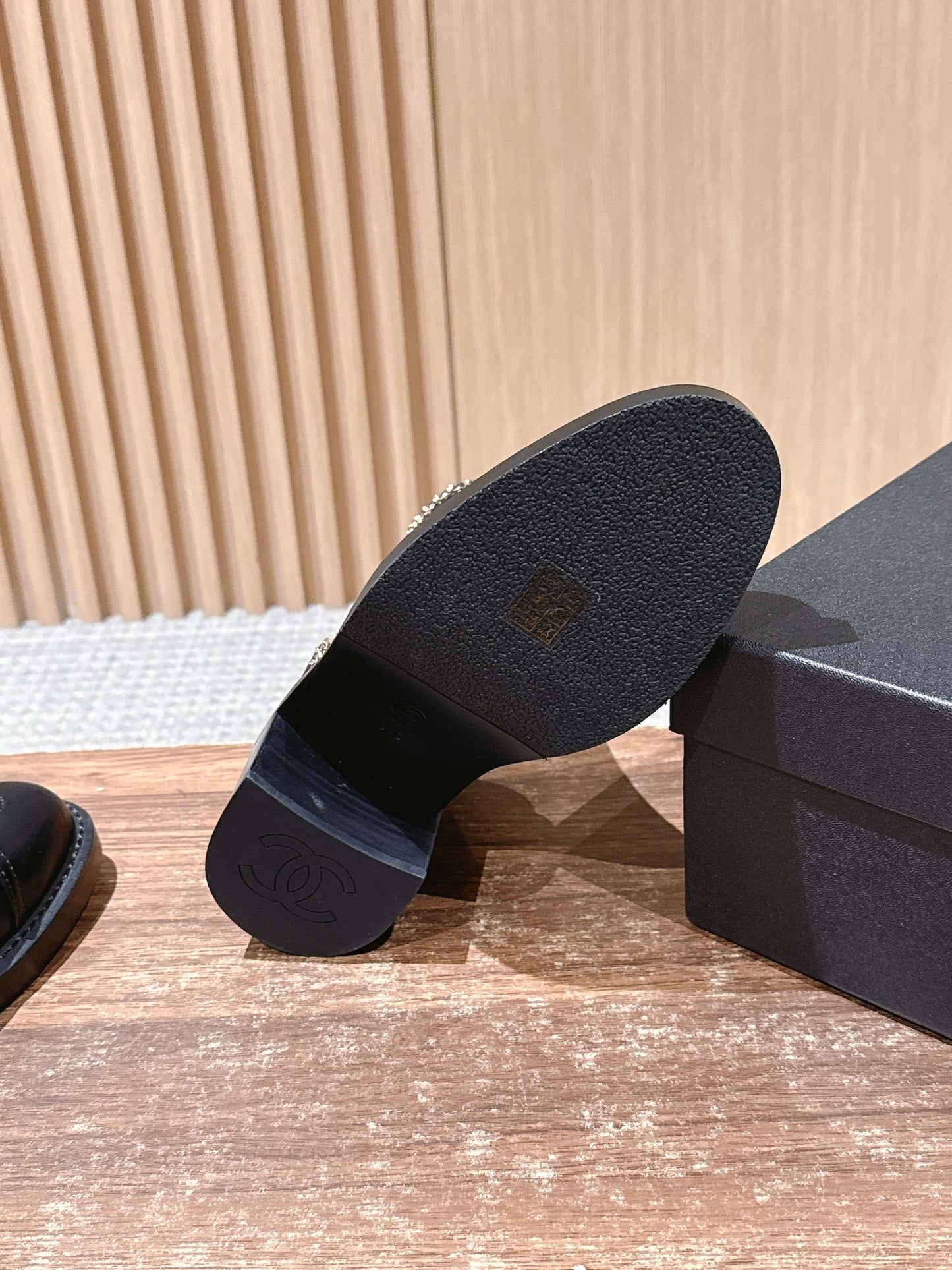 Chanel New Panelled-Chain Block-Heel Ankle Boots, Black