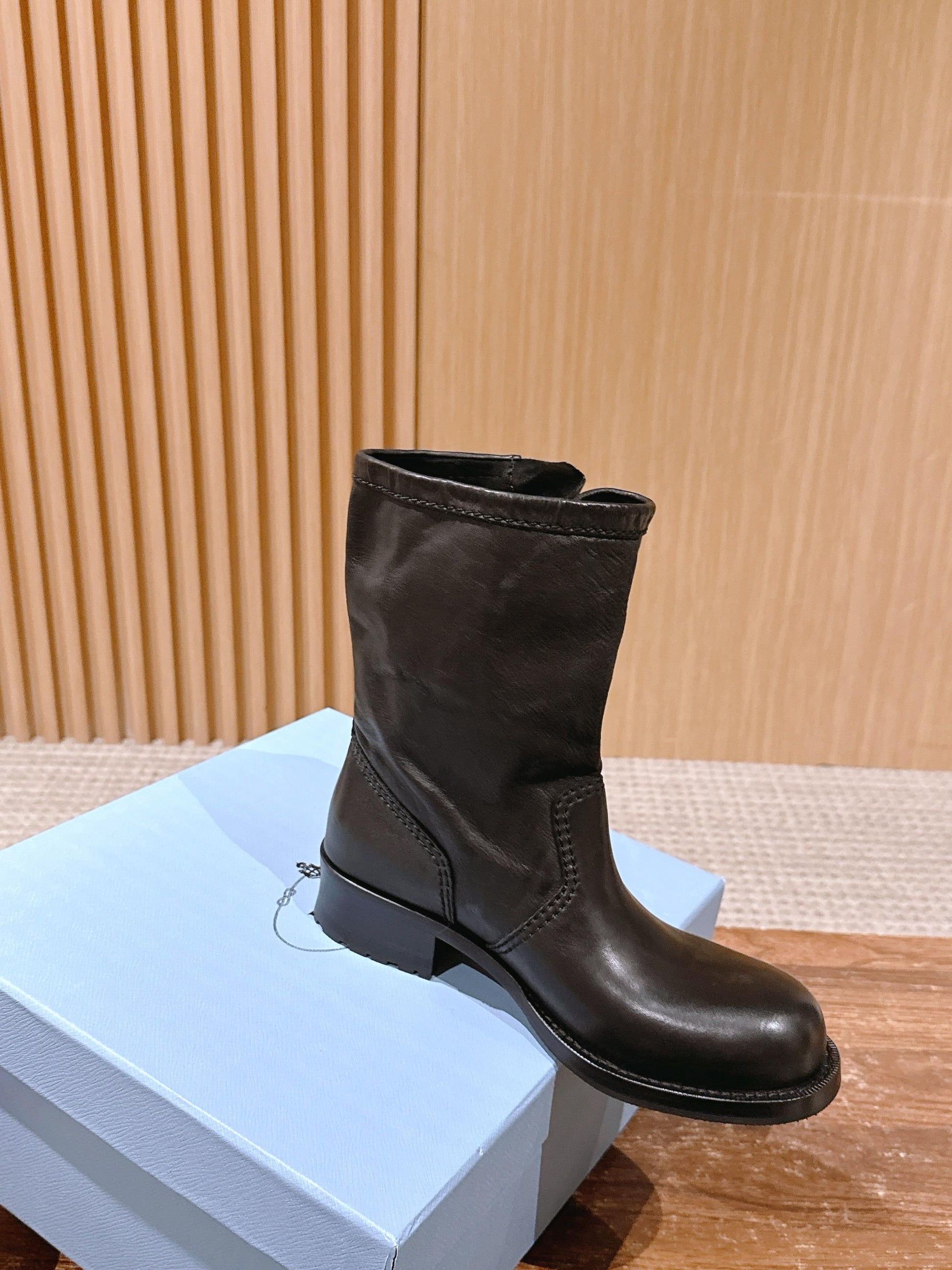 Prada Fall/Winter New Block-Heel Knight Boots, Black