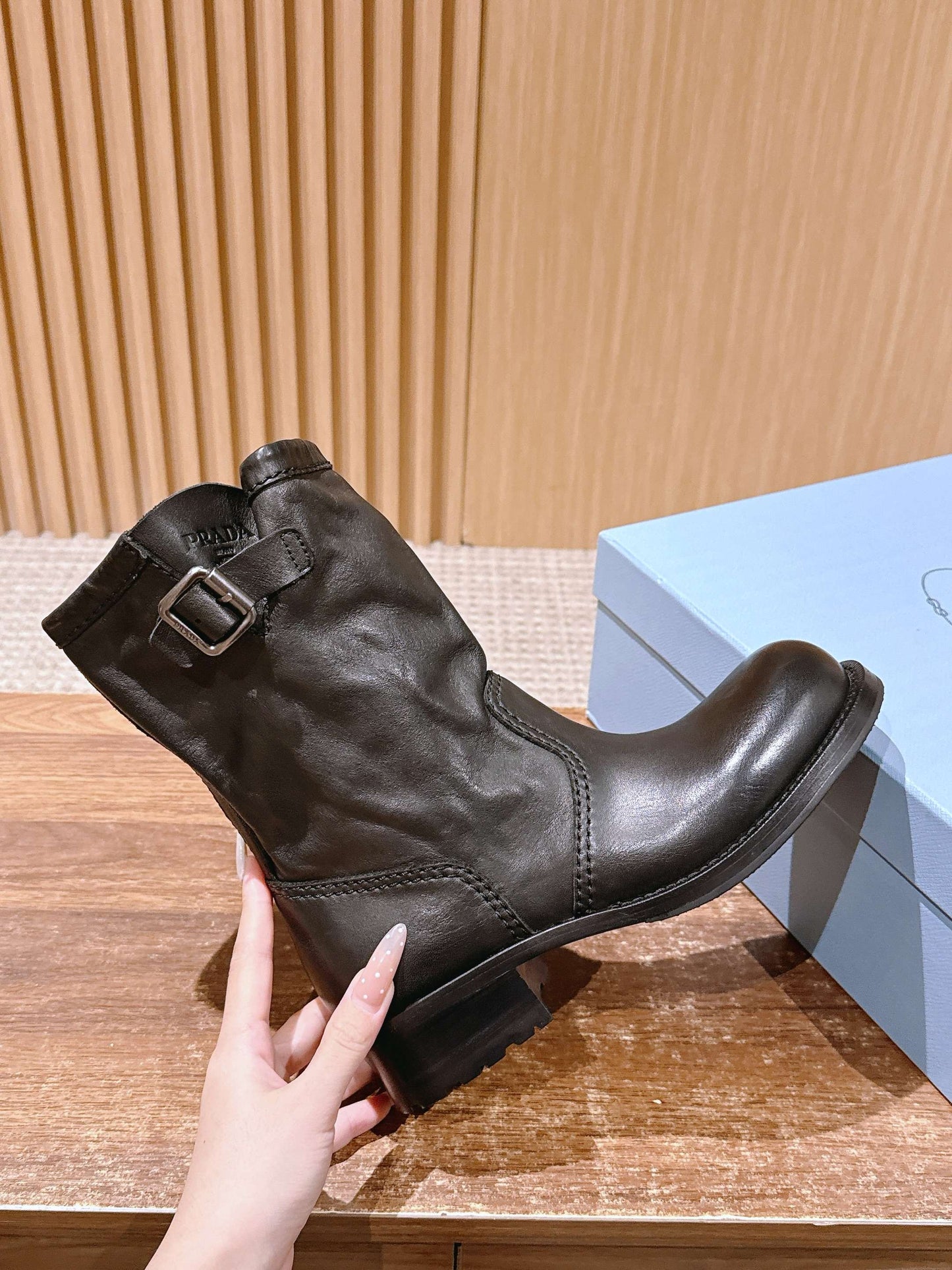 Prada Fall/Winter New Block-Heel Knight Boots, Black