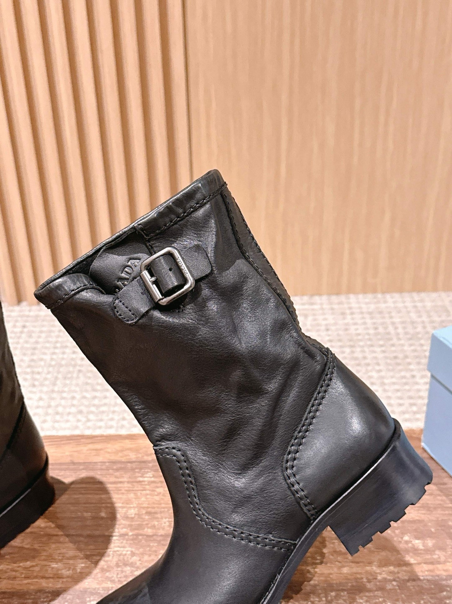Prada Fall/Winter New Block-Heel Knight Boots, Black