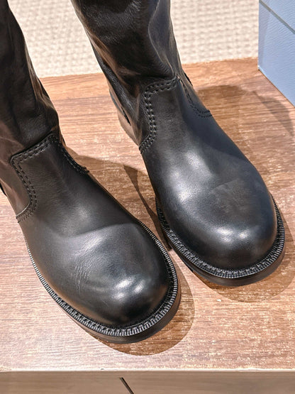 Prada Fall/Winter New Block-Heel Knight Boots, Black
