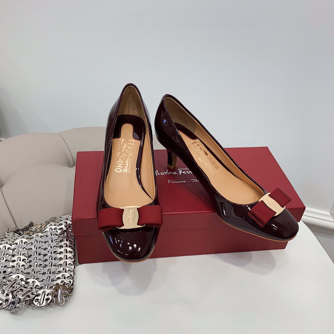 Ferragamo CARLA Stiletto Pumps, Burgundy