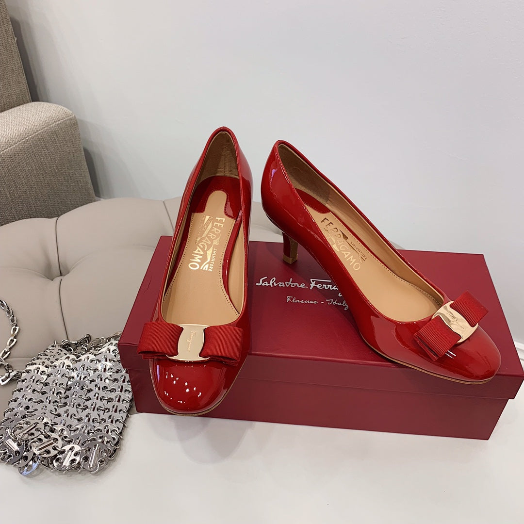 Ferragamo CARLA Stiletto Pumps, Red