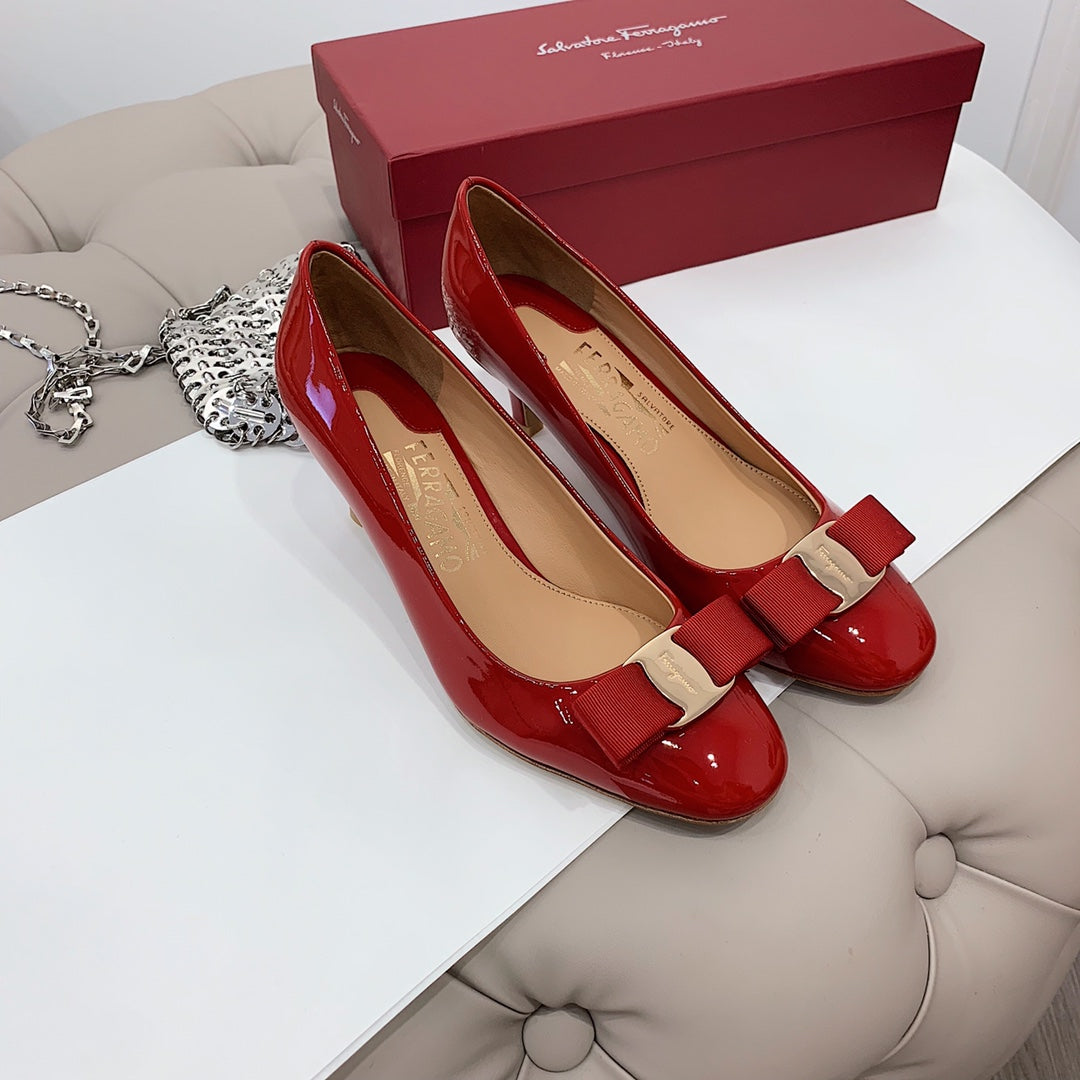 Ferragamo CARLA Stiletto Pumps, Red