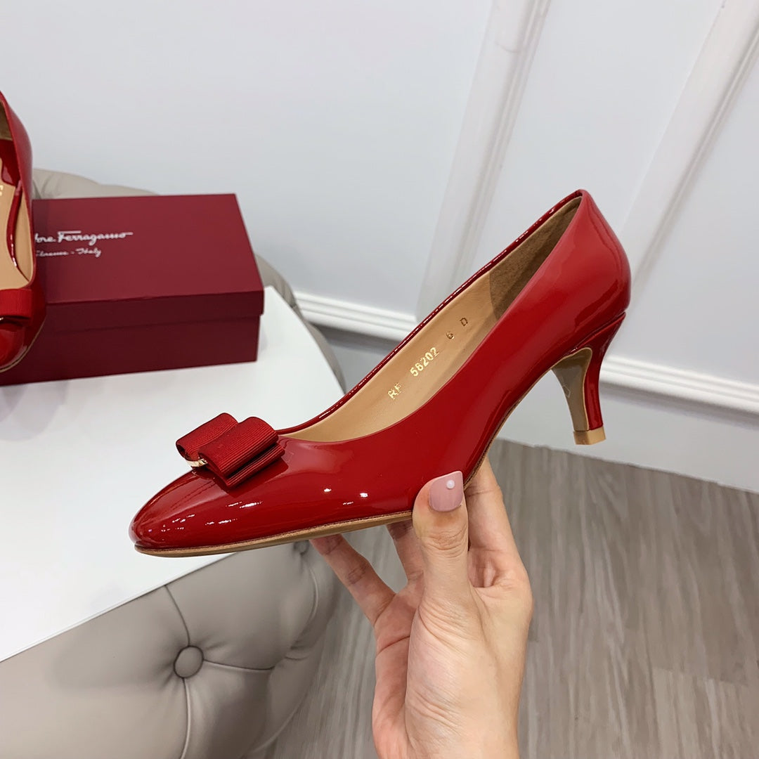 Ferragamo CARLA Stiletto Pumps, Red