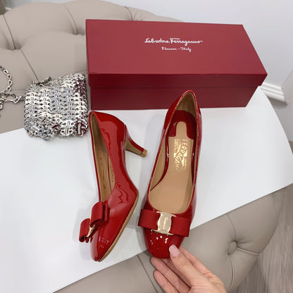 Ferragamo CARLA Stiletto Pumps, Red