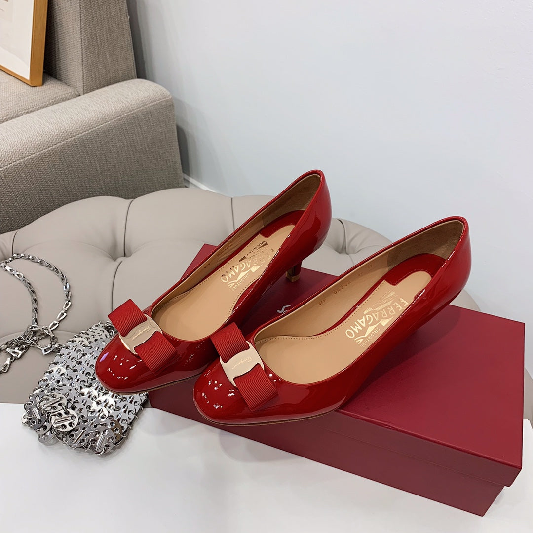 Ferragamo CARLA Stiletto Pumps, Red