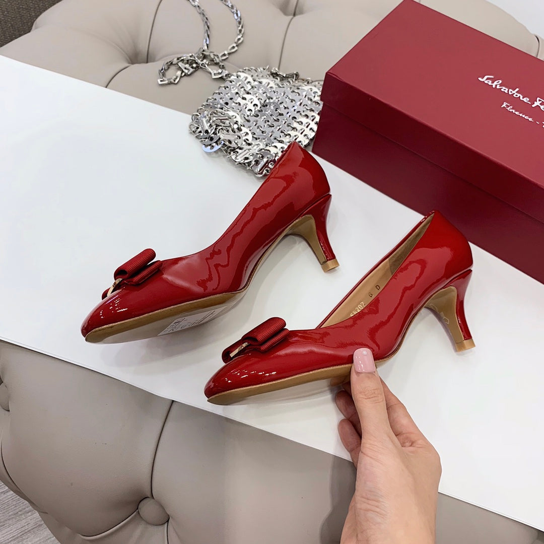 Ferragamo CARLA Stiletto Pumps, Red