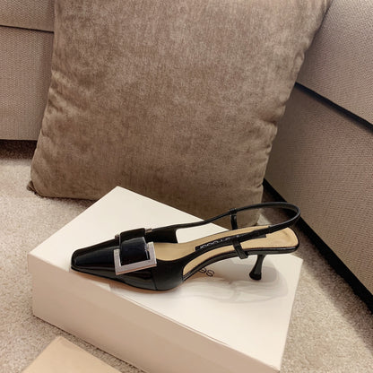 Sergio Rossi Kitten-Heel Sandals, Black