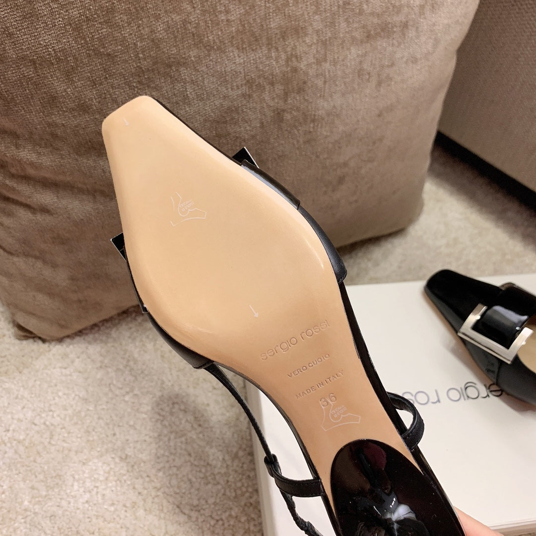 Sergio Rossi Kitten-Heel Sandals, Black