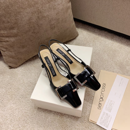 Sergio Rossi Kitten-Heel Sandals, Black