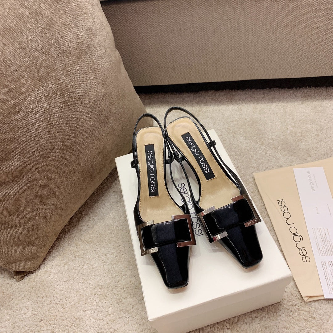 Sergio Rossi Kitten-Heel Sandals, Black