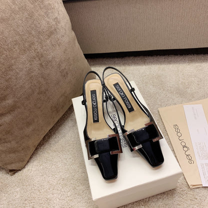 Sergio Rossi Kitten-Heel Sandals, Black