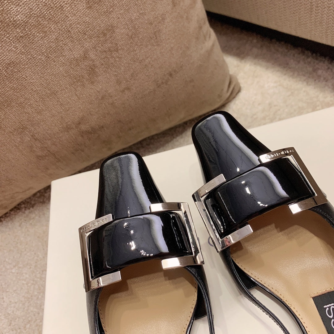 Sergio Rossi Kitten-Heel Sandals, Black