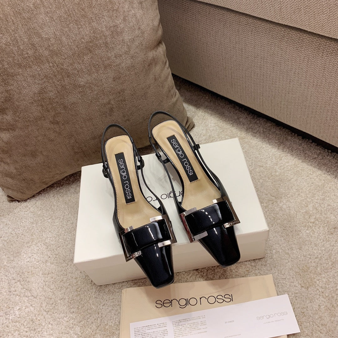 Sergio Rossi Kitten-Heel Sandals, Black