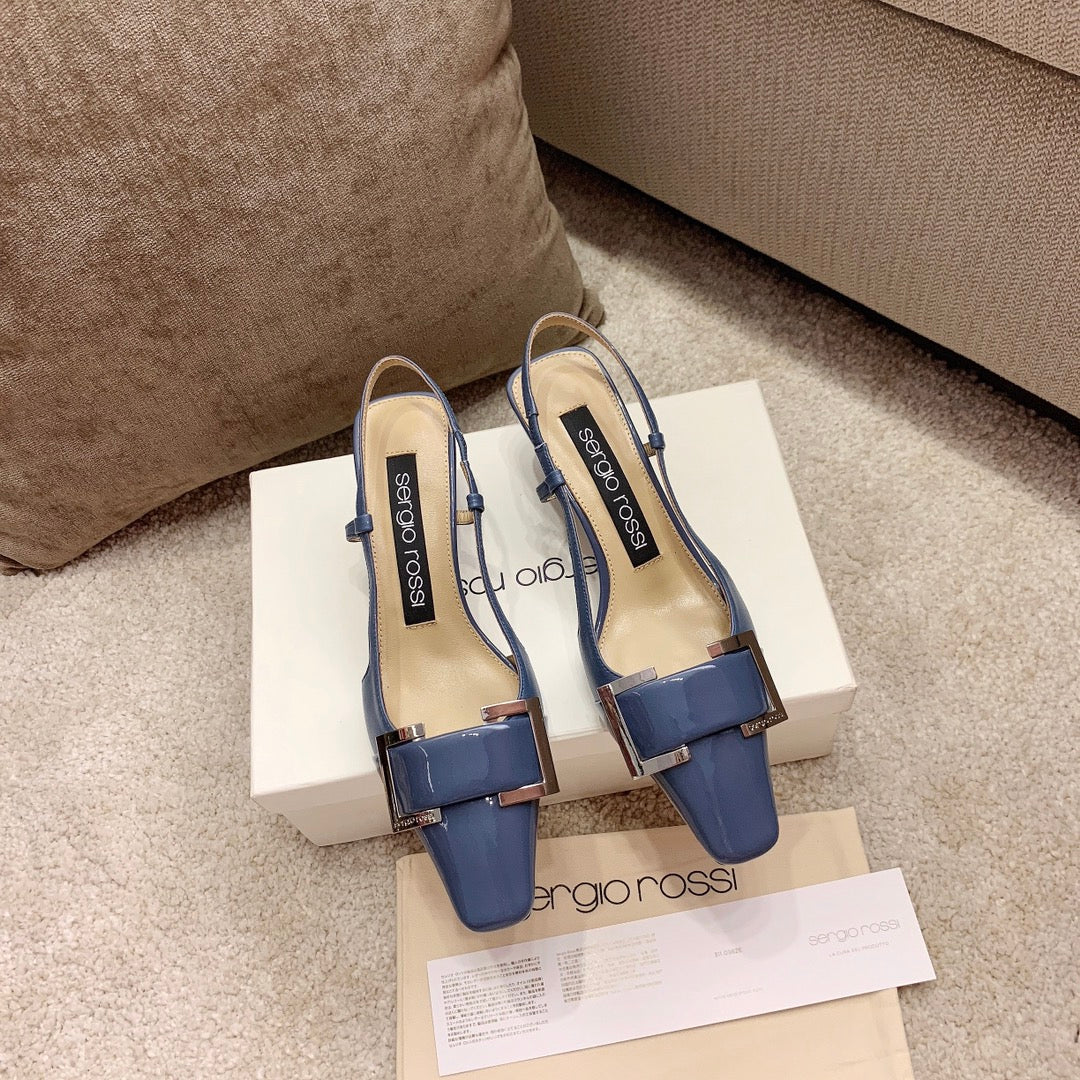 Sergio Rossi Kitten-Heel Sandals, Blue