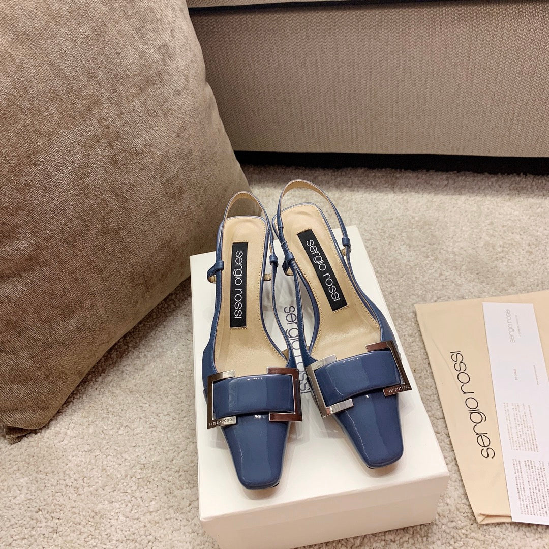 Sergio Rossi Kitten-Heel Sandals, Blue