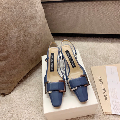 Sergio Rossi Kitten-Heel Sandals, Blue