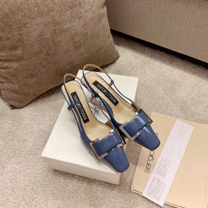 Sergio Rossi Kitten-Heel Sandals, Blue