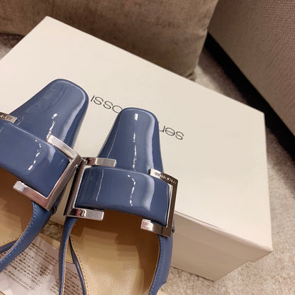 Sergio Rossi Kitten-Heel Sandals, Blue