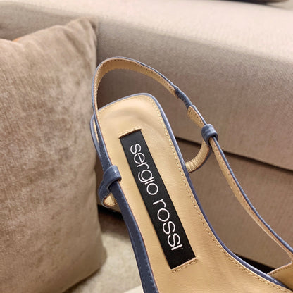 Sergio Rossi Kitten-Heel Sandals, Blue