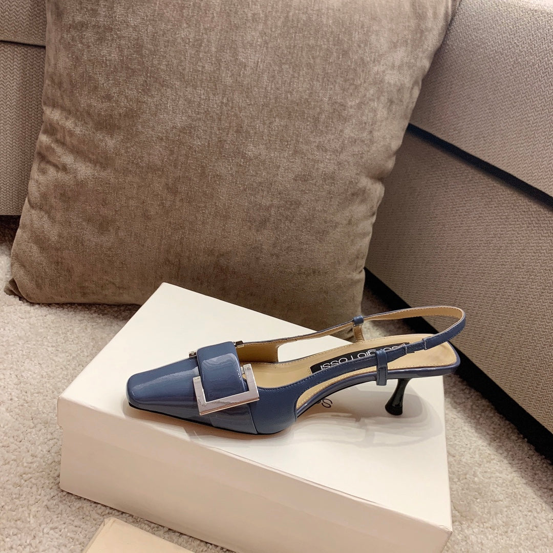 Sergio Rossi Kitten-Heel Sandals, Blue