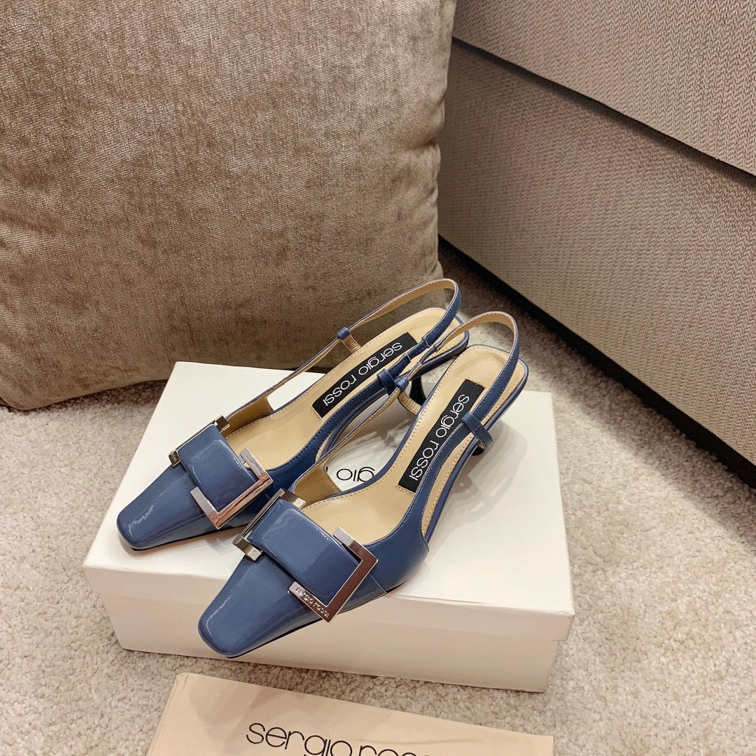 Sergio Rossi Kitten-Heel Sandals, Blue