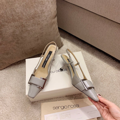 Sergio Rossi Kitten-Heel Sandals, Grey