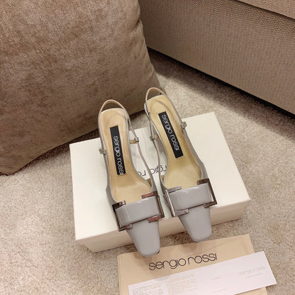 Sergio Rossi Kitten-Heel Sandals, Grey