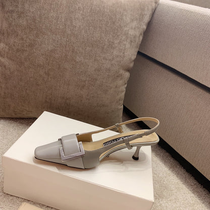 Sergio Rossi Kitten-Heel Sandals, Grey