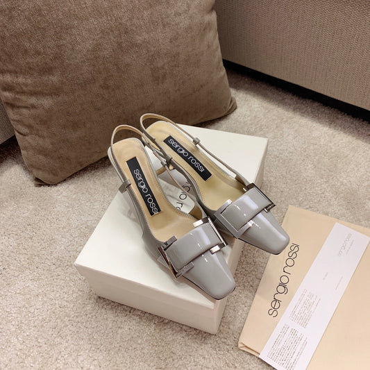 Sergio Rossi Kitten-Heel Sandals, Grey