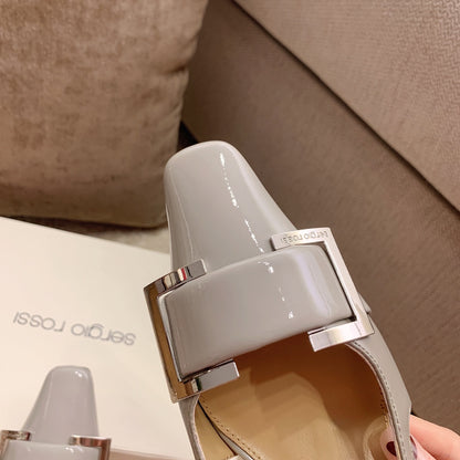 Sergio Rossi Kitten-Heel Sandals, Grey