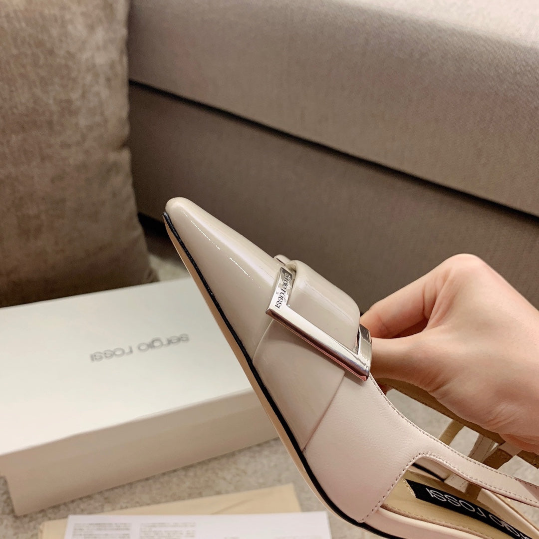 Sergio Rossi Kitten-Heel Sandals, Beige