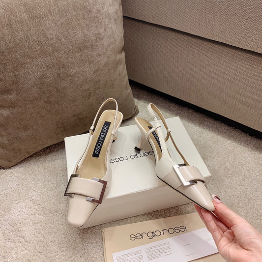 Sergio Rossi Kitten-Heel Sandals, Beige