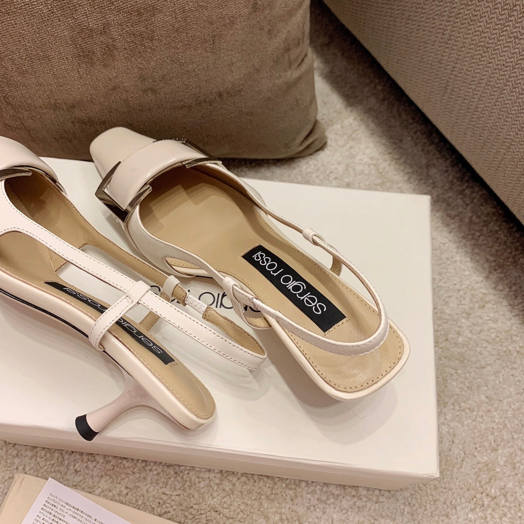 Sergio Rossi Kitten-Heel Sandals, Beige