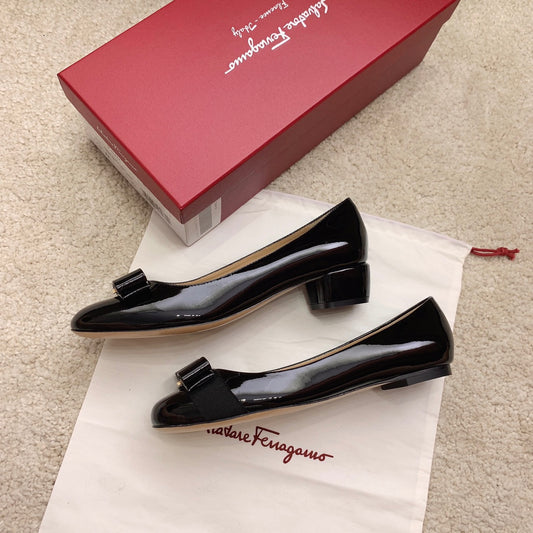 Ferragamo Lace & Mesh Vara Flats, Black