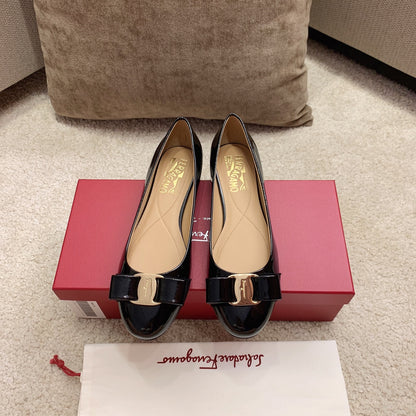 Ferragamo Lace & Mesh Vara Flats, Black