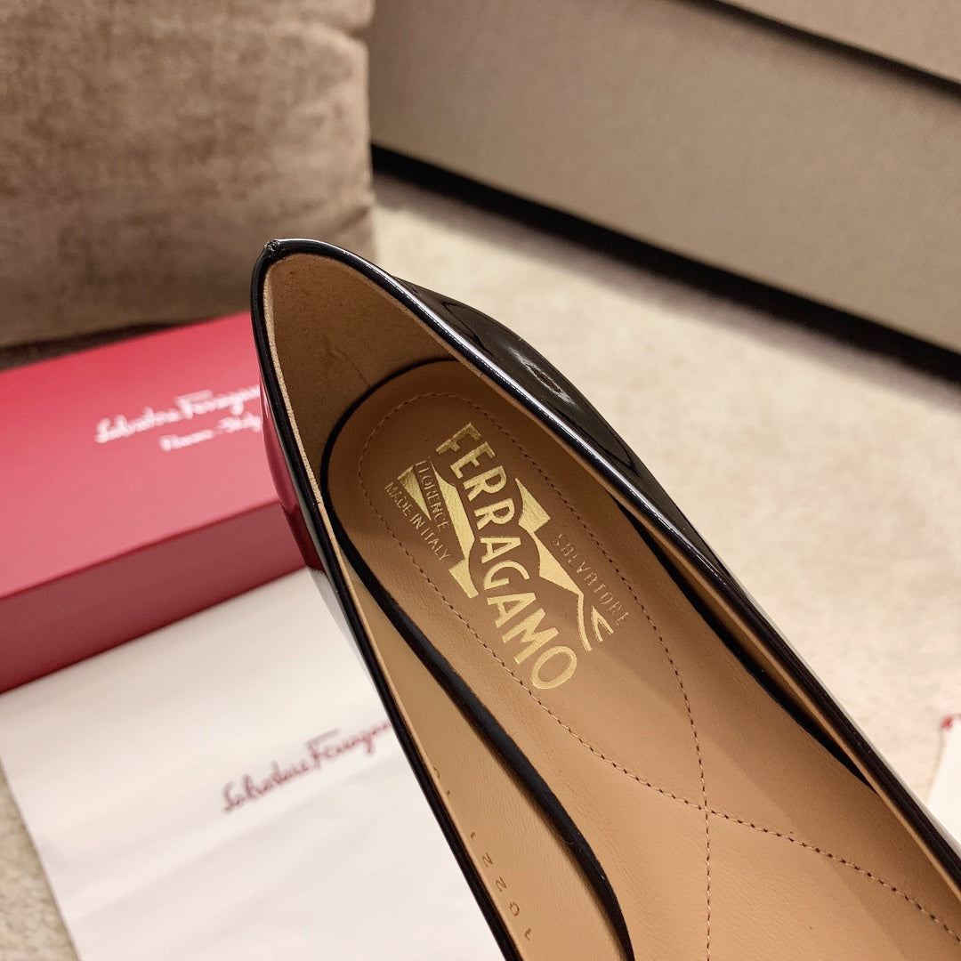 Ferragamo Lace & Mesh Vara Flats, Black