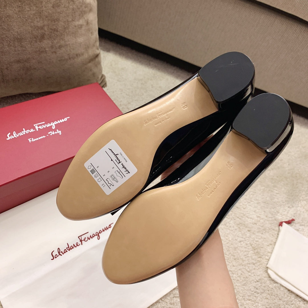 Ferragamo Lace & Mesh Vara Flats, Black