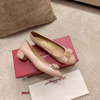 Ferragamo Lace & Mesh Vara Flats, Beige